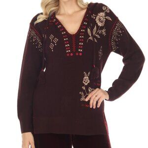 NWT Johnny Was Biya JWLA Hooded Pullover Baja Wool Cashmere Ivey Sweater Knit